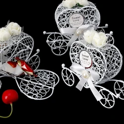 5Pcs Iron Candy Box Cinderella Carriage Heart-shaped Chocolate Sugar Box Birthday Wedding Party Supplies