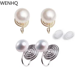 GRACE JUN 8MM Freshwater Pearl Clip on Earrings No Pierced Women Party Wedding Fashion Luxury Ear Cuff Earrings Not Allergenic