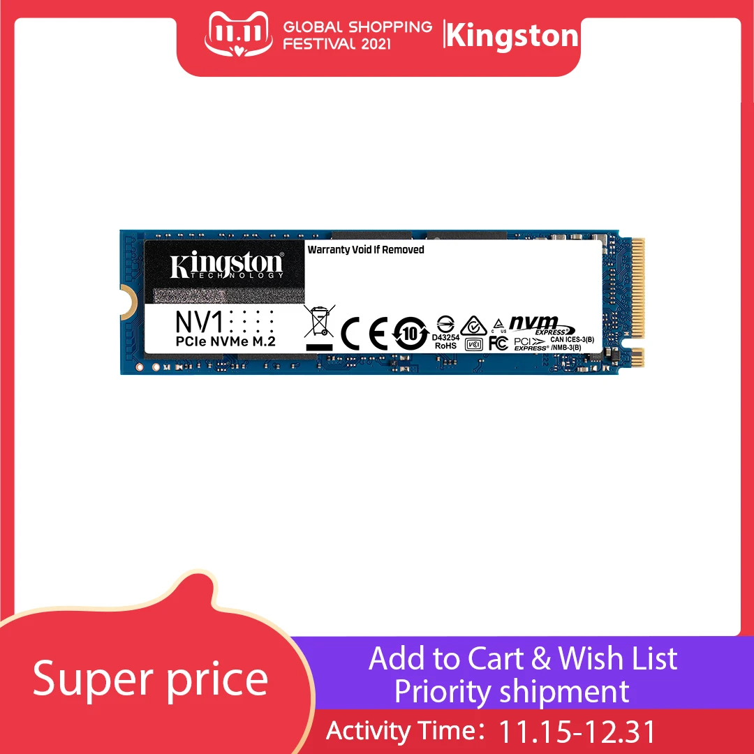 Kingston NEW NV2 NVMe M.2 2280 SSD 2TB TO 500GB 1TB Internal Solid State Drive Hard Disk  NV1 KC3000 FURY For PC Notebook