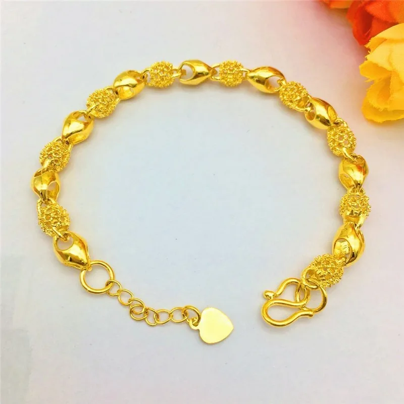 

14K Yellow Gold Bracelet Women's Wedding Engagement Jewelry Delicate Charms Bracelet Not Fade Yellow Gold Jewelry Birthday Gift