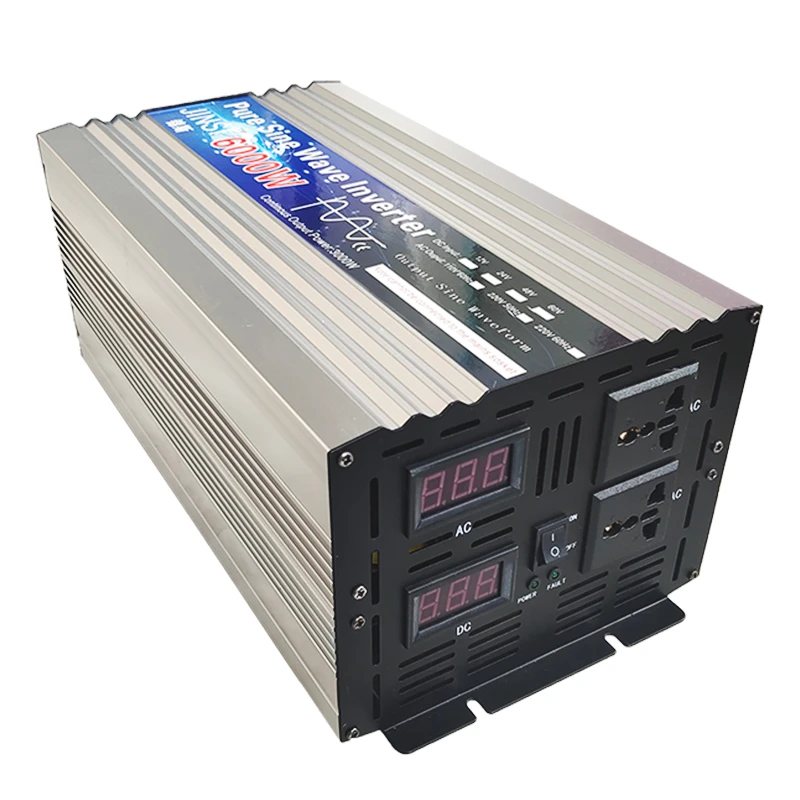 Imagem -04 - Inversor de Energia Solar de Onda Senoidal Pura Conversor de Carro Display Led Tensão dc 12v a 220v ac 12v 24v 48v 220v 5000w 6000w