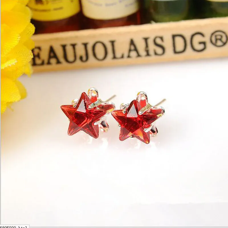 Wholesale 1 Set 40pcs 925 Sterling Silver Plum Women Stars Earring Studs Mixed Color Cubic Zirconia Fashion Jewelry Party Gift