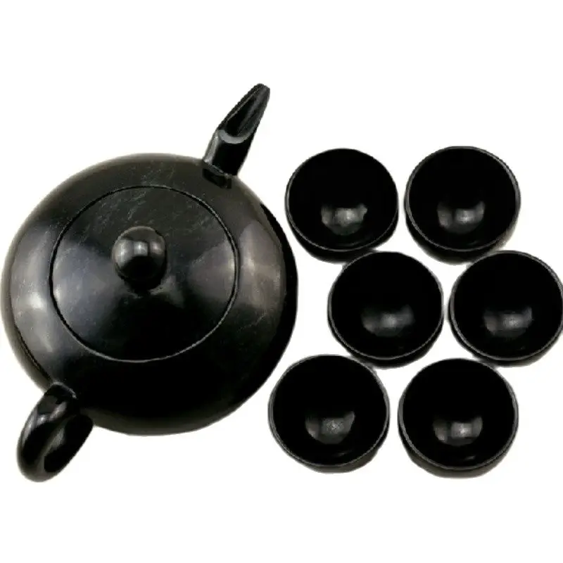 Natural Jade Jade Ink Tea Teapot Tea Live Magnetic Black Jade Purification Health Tea Liquor