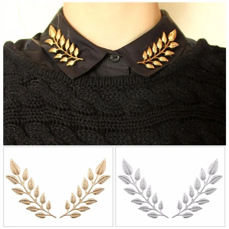 DIY Fashion Men And Women Brooches Leaf-shaped Shirt Collar Pins Retro Creative Trend Accessories Elegant Alloy Party Gifts