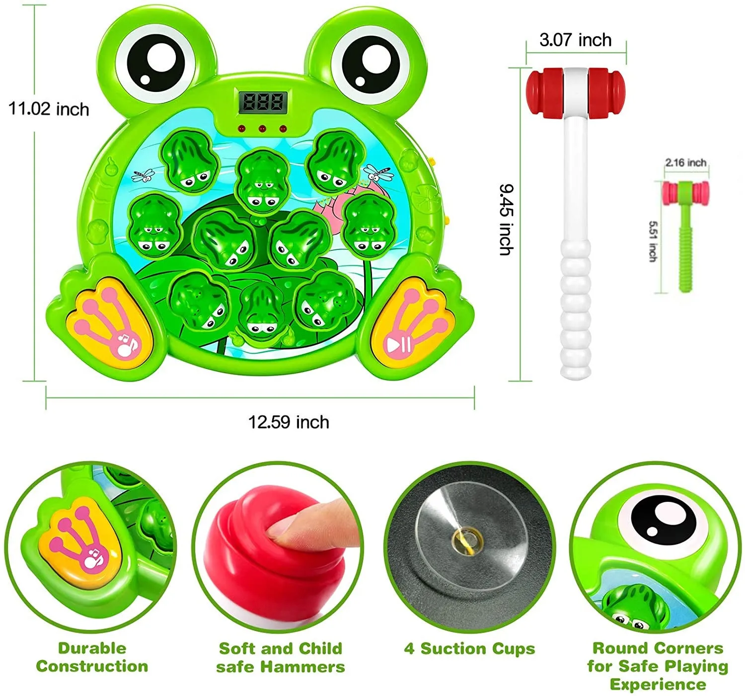 Interactieve Whack A Frogs Game Vroege Ontwikkeling Speelgoed Leuk Cadeau Voor Leeftijd 2,3, 4, 5, 6 Jaar Oud Kinderen, Jongens, Meisjes, Baby Speelgoed