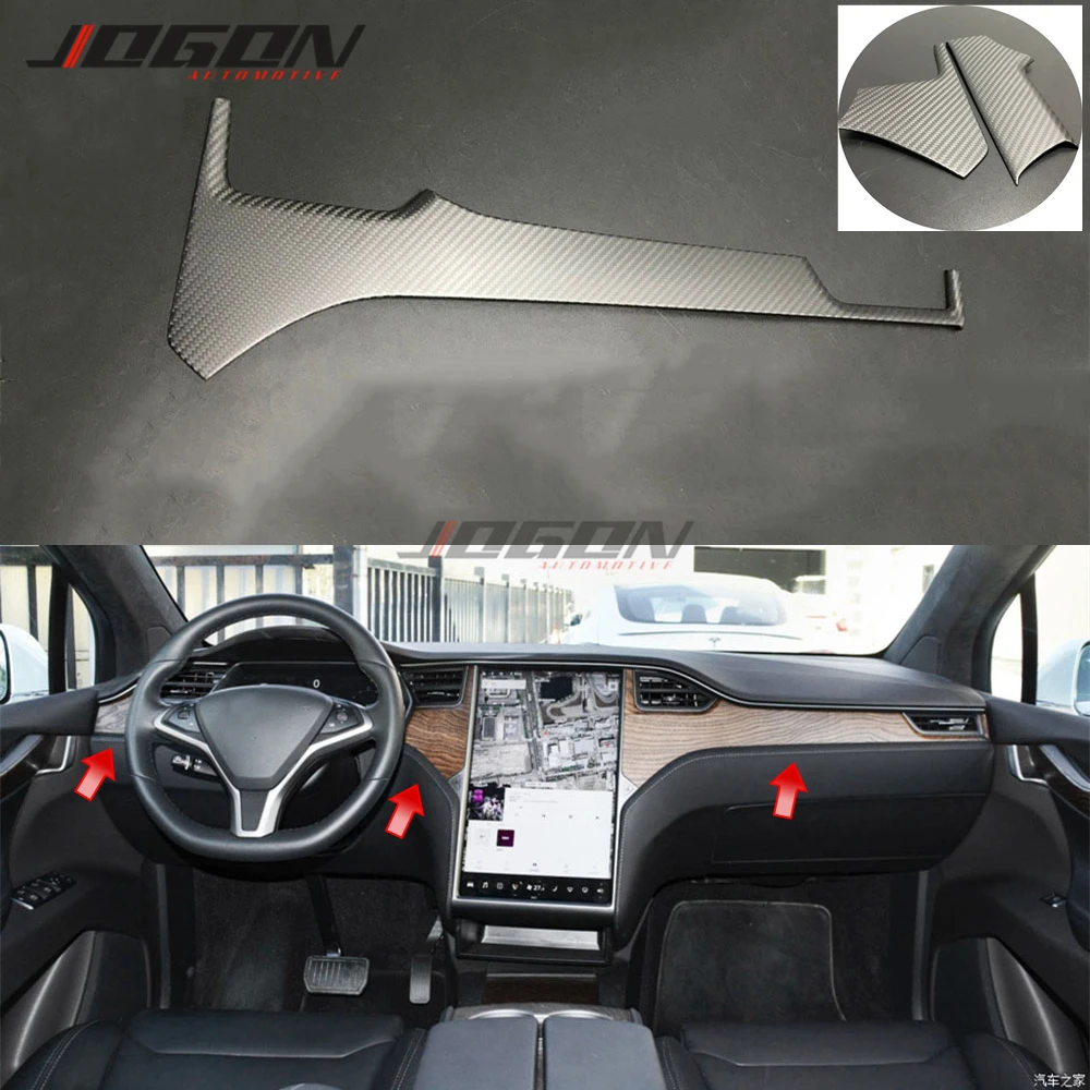 LHD Carbon Fiber For Tesla Model X S 2014-2019 Car Interior Console Dashboard Meter Air Outlet Panel Cover Trim Accessories