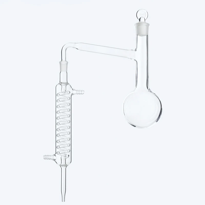 FAPE Distiling Apparatus with ground glass joints, Glass distillation unit, Distillation flask+graham condenser distiller