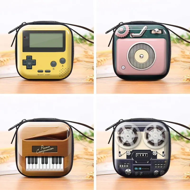 Creative Tinplate Coin Purse Earphone Storage Funny Pattern Bag camera Retro Record Tape Coin Purse Key Coin Coin Bag Coin Purse