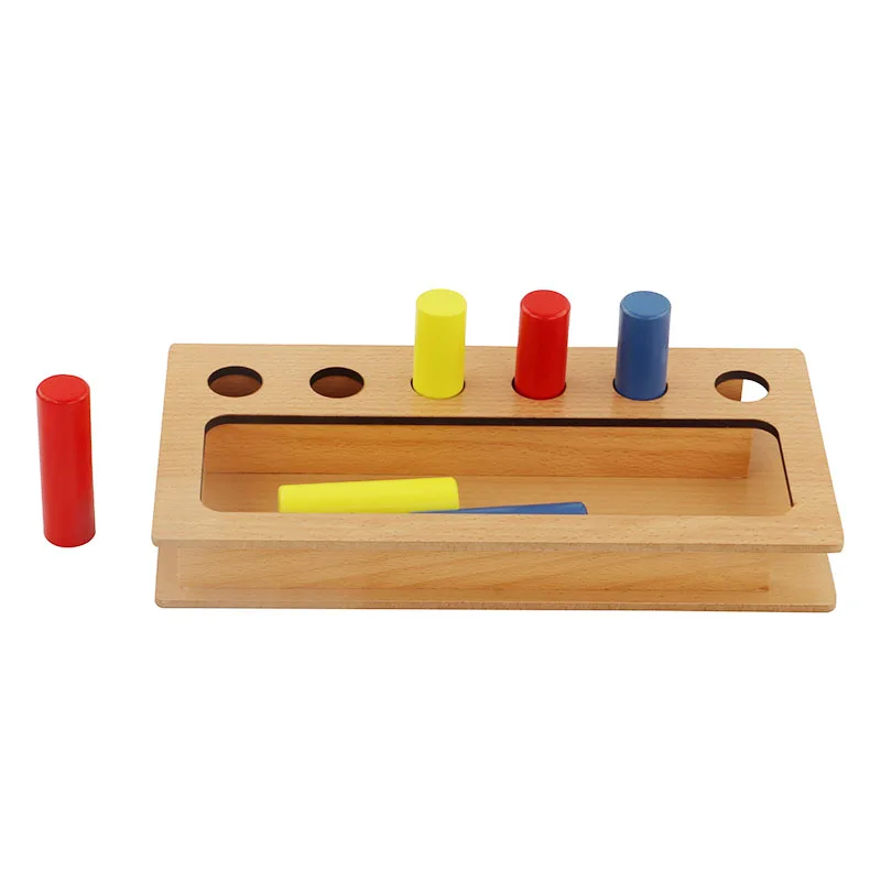 Montessori Wooden Math Baby Toy Sensory Color Learning Materials Tri-color Cylindrical Boxes Teach Preschool Toys for Children