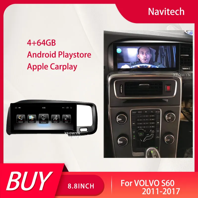 Android 12 System 4+64G For Volvo S60 V60 2011 2012 - 2017 IPS Screen Radio Car Multimedia No DVD Player Stereo GPS Navigation