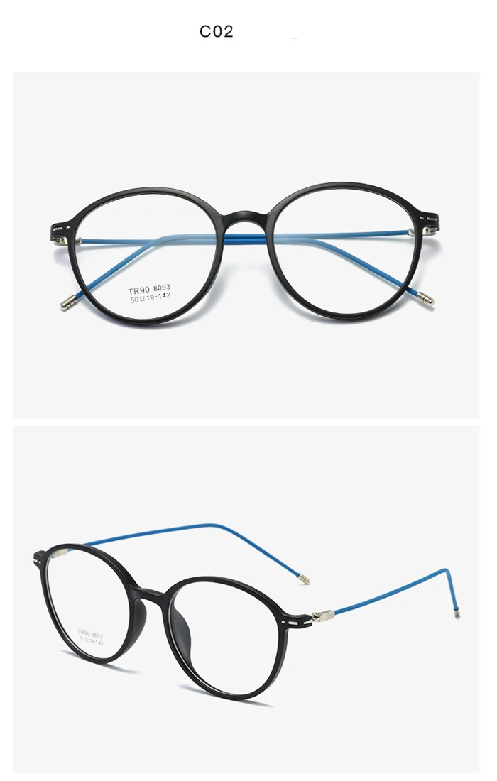 Dünnes Bein klarer Spiegel verschreibung pflicht ige Brille Frauen ultraleichte tr90 Student ovale Myopie Linse optische Brille 0-148-1/8 bis-4 – Detail 7