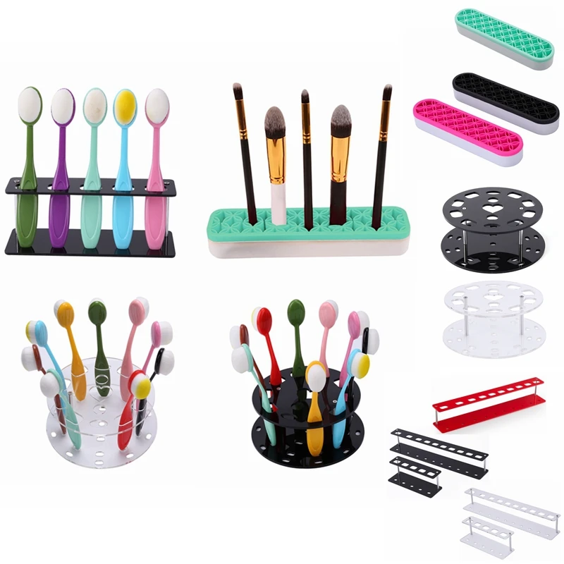 

Hole Oval Brush Holder Rack Acrylic Stand Perfect for Holding Your Oval Blending Brushes Makeup and Others