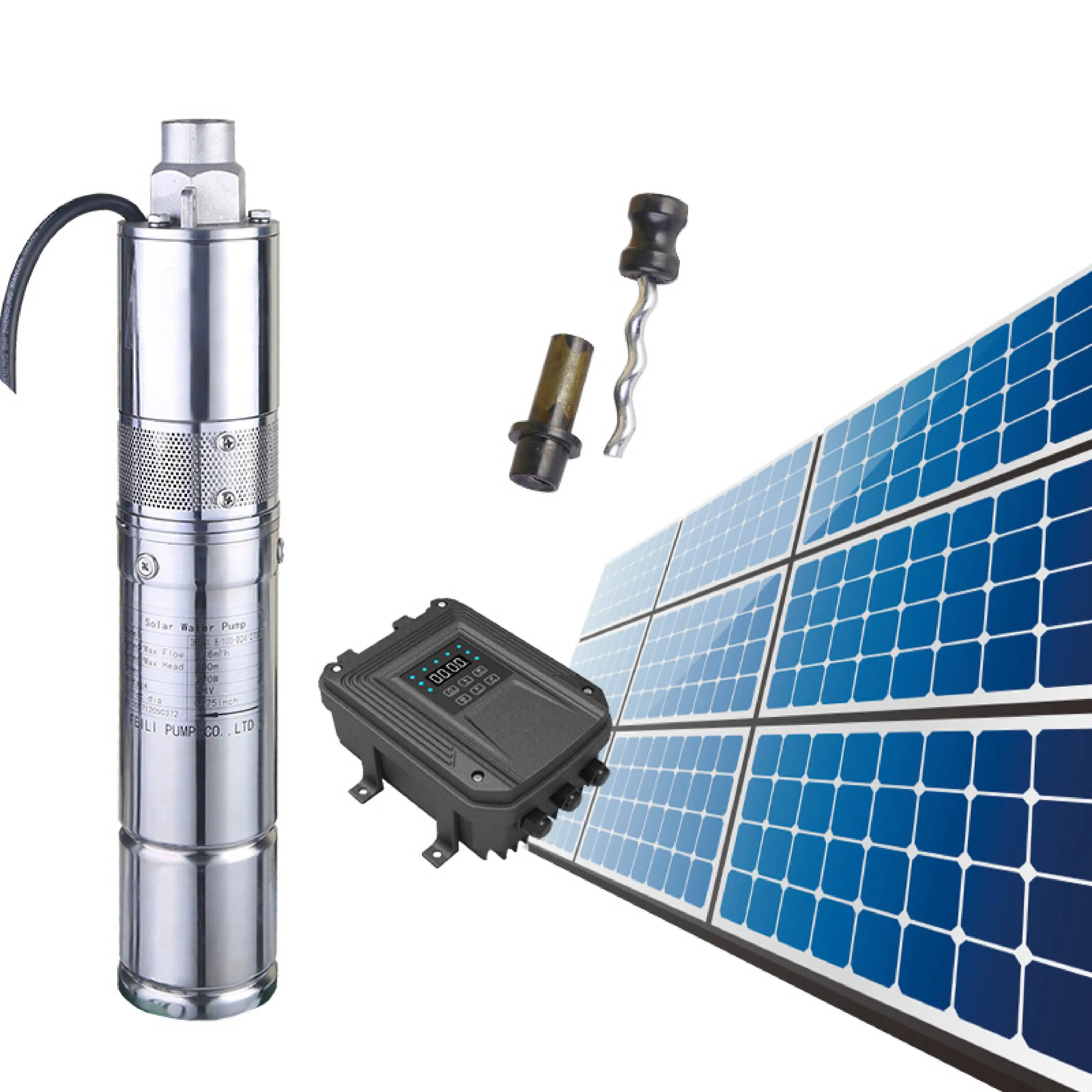 deep well water solar pump kit  for irrigation   and multistage vertical submersible   24v of screw