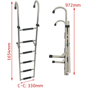 해양 6 스텝 언더 플랫폼 보트 사다리, 스테인레스 스틸 탑승 망원경 사다리, 1.65m 보트 액세서리  Best5