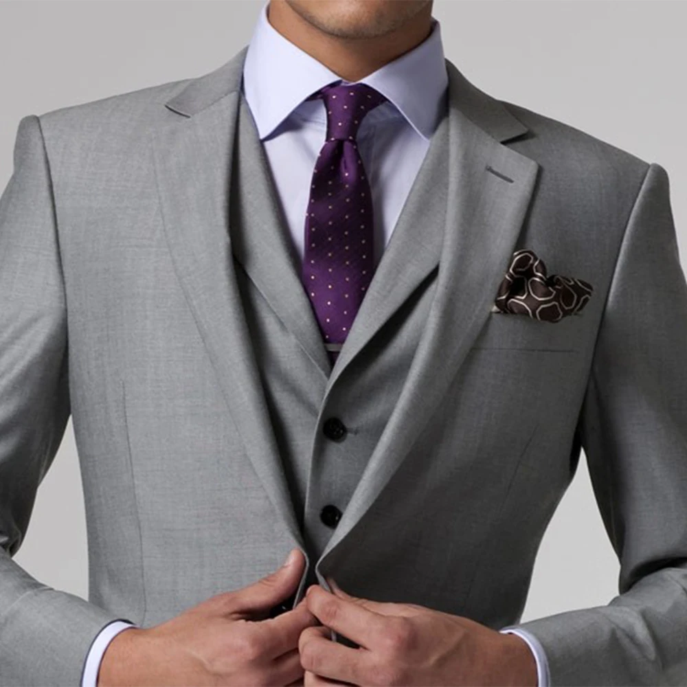 Gray Wedding Suits For Men With 3 Piece Suits Custom Made Suits Groom Suit Men Grey Custom Tailor Made Suits Slim Wedding Tuxedo