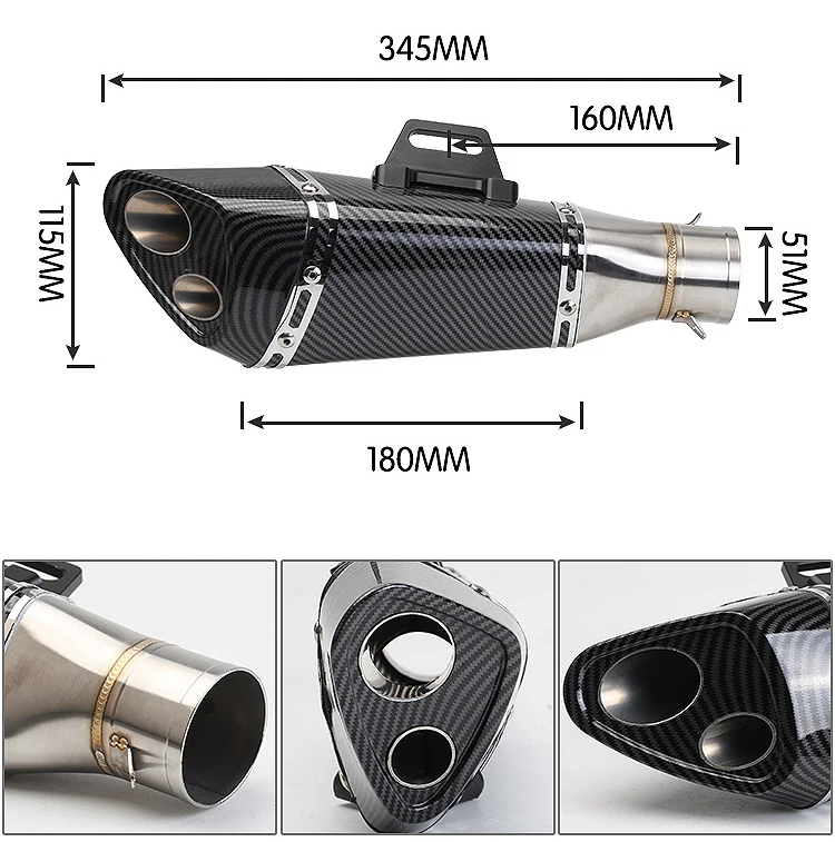 Universal 51mm Yoshimura  motorcycle exhaust R11 muffler For yamaha R15 R25 R3 R6 Kawasaki ninja250 400 650 Z900 Z400