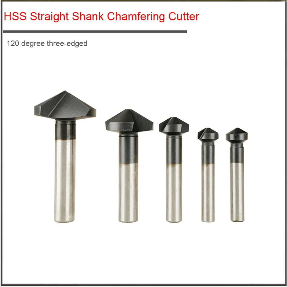 6.3-50mm 120 degree  Straight shank chamfering cutter three-edge chamfering drill reaming round hole trimmer countersunk head