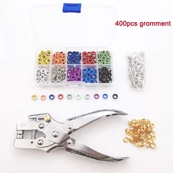 400 Set 5mm Metal Eyelets Grommets Hole Punch Plier Kit Multi-Color DIY Manual Tool For Leather Fabric Belt Clothes Crafts Shoes