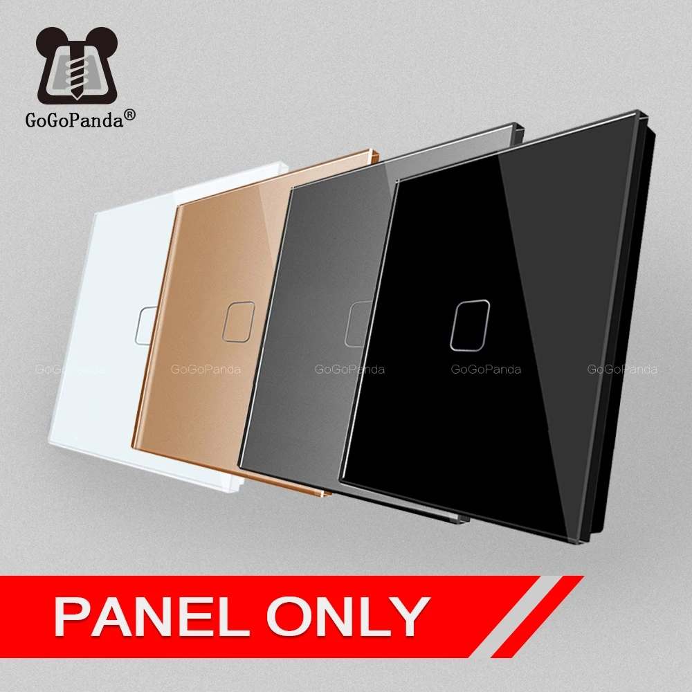 (Not switch)Touch Switch Panel Round Square 86mm *86mm EU UK 1G 2G 3G Luxury Crystal Glass Panel White Black Grey Gold 1 Piece