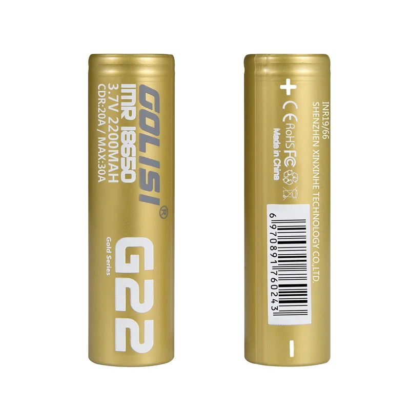 Rechargeable Battery 18650 2pcs/Pack Original GOLISI G22 IMR 18650 3.7V 2200mAh 20A MAX 30A