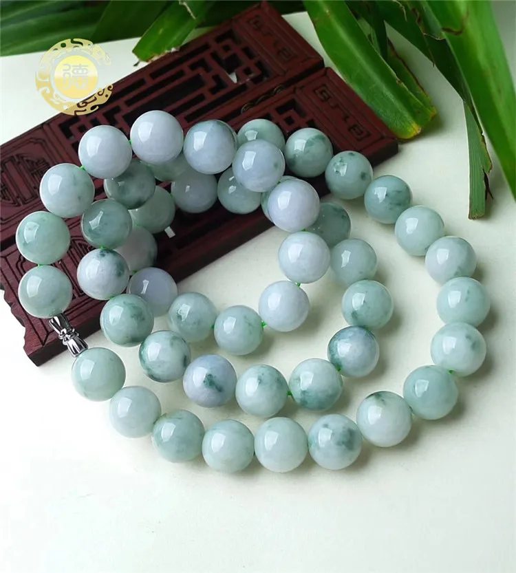 natural jadeite jade natural color manual polishing grinding bead necklace  Fine Jewelry Necklaces Gift