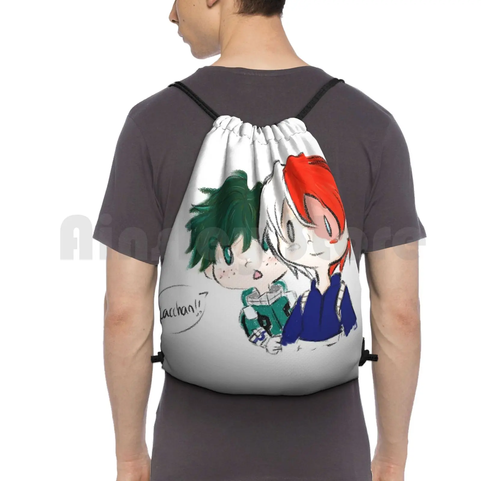 

Tododeku Backpack Drawstring Bag Riding Climbing Gym Bag Boku No Hero Academia Chibi Anime Shoto Todoroki Midoriya Izuku