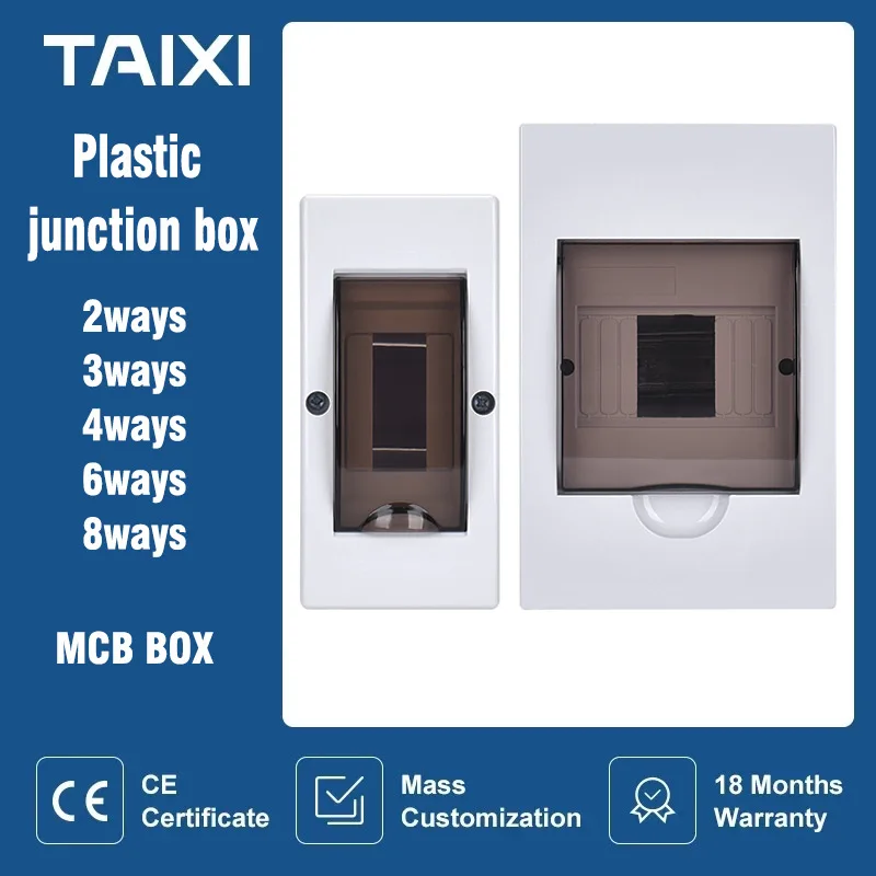 Electrical Distribution Box  2/4/6/8 Ways Circuit Breaker Box MCB Switch Power Plastic Junction Wire Box Embedded Installation