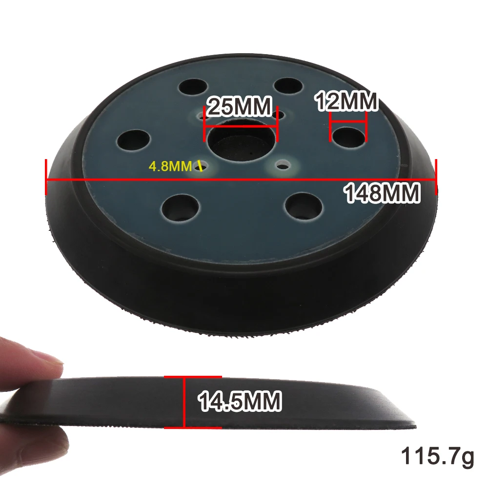 6 pollici 150MM tampone abrasivo di backup a 6 fori 4 chiodi piastra di supporto levigatrice a strappo per levigatrice elettrica Ridgid R2611