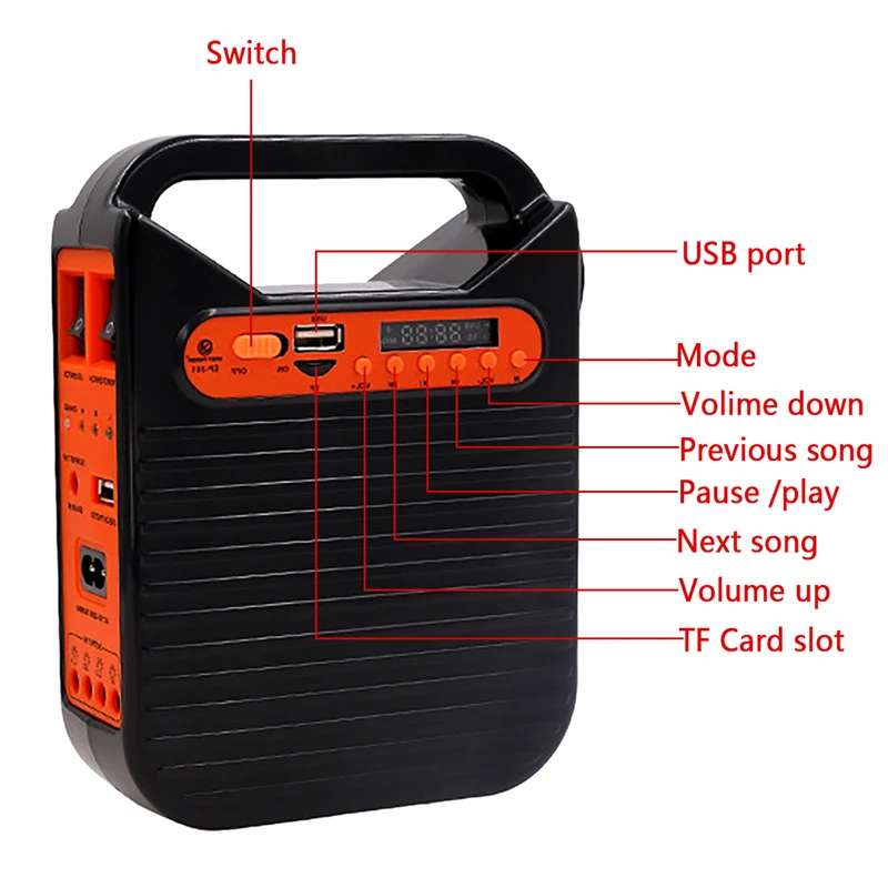 Imagem -02 - Casa Bluetooth Carregador Usb Sistema Doméstico Painel de Energia Solar Gerador Kit com Rádio fm Lâmpadas Led Luz Iluminação Emergência 25w