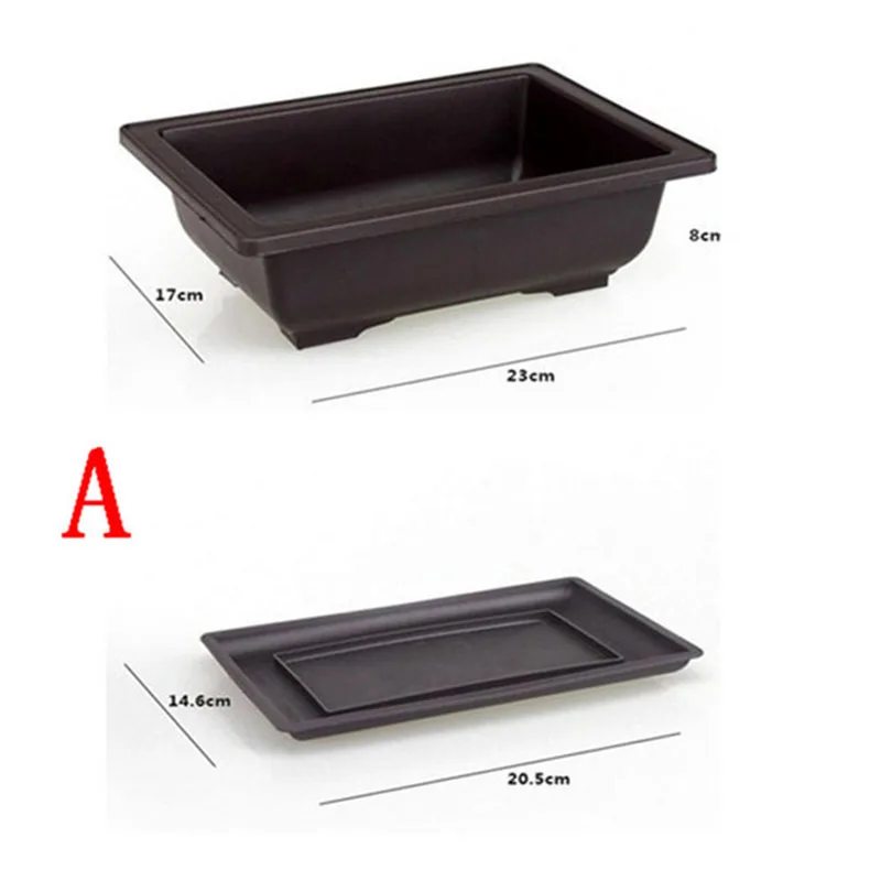 1pc Flower Pot Imitation Purple Sand Fleshy Balcony Square Plastic Pots Flower Bonsai Bowl PlateNursery Basin Planter With Tray