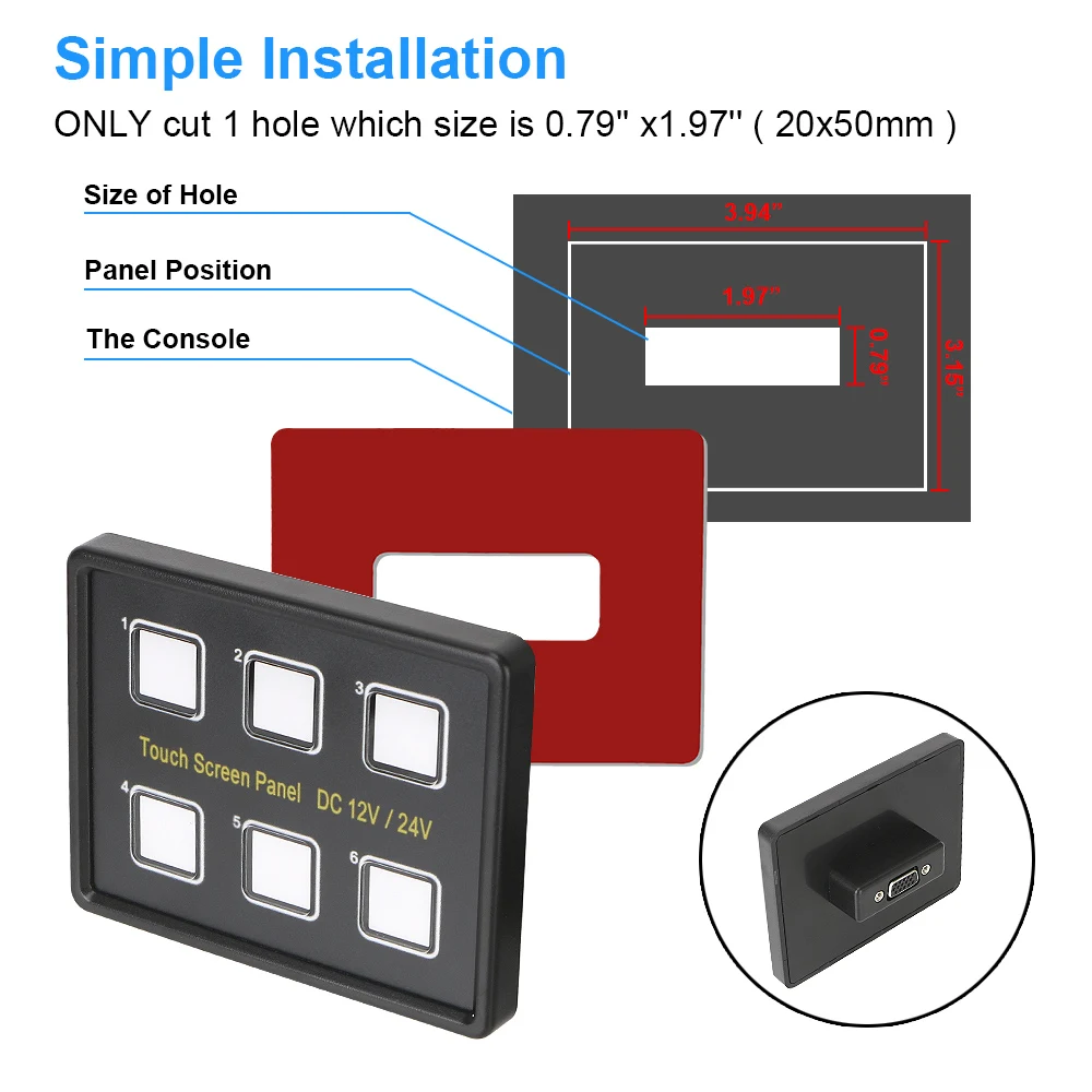 Touch Screen Switches Panel for Car Marine Caravan 6 Gang LED Switch Panel Slim Touch Circuit Control Panel Box 12V/24V