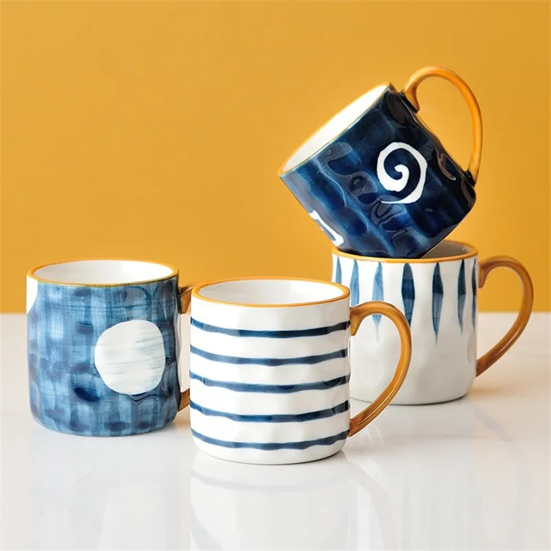 

300ML Ceramic Coffee Mug Japanese style Household Water Cup With handlegrip Couple Cup Fashion Office Home Birthday Gift