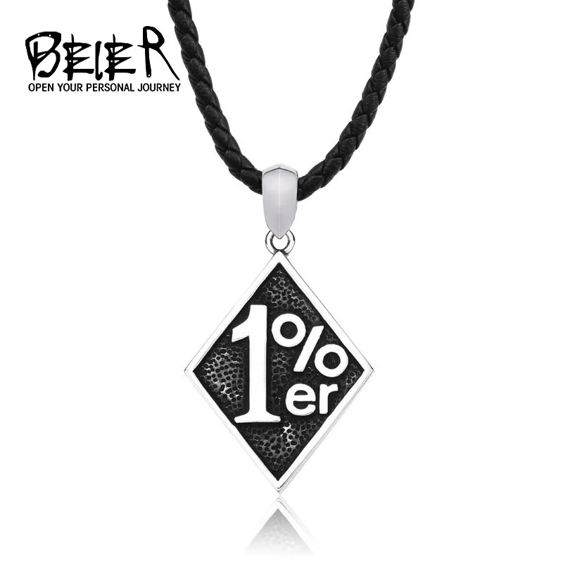 Beier Stainless Steel 1% Battery Pendant Chain Necklace men Jewelry LLBP8-091P