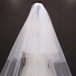 2 Layers Long Wedding Veil High Quality Bling Sequins Lace Bridal Veil with Comb 3M White Ivory Bride Veil Wedding Accessories