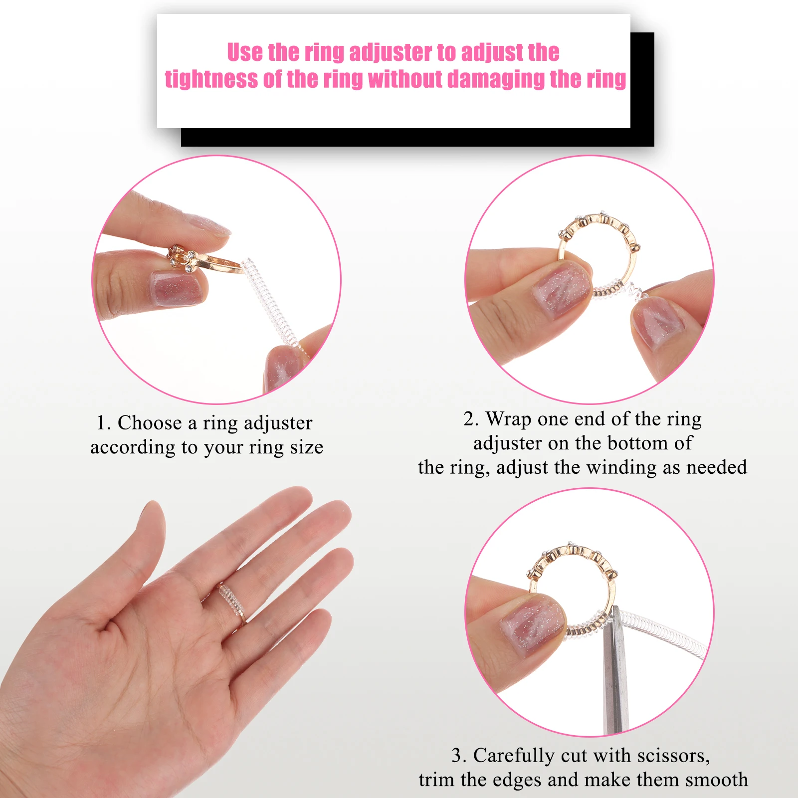 8ชิ้น/ล็อตซิลิโคนที่มองไม่เห็นปรับขนาดแหวน Resizer หลวมแหวนลดแหวน Sizer ใดๆแหวนเครื่องประดับเครื่องมือ