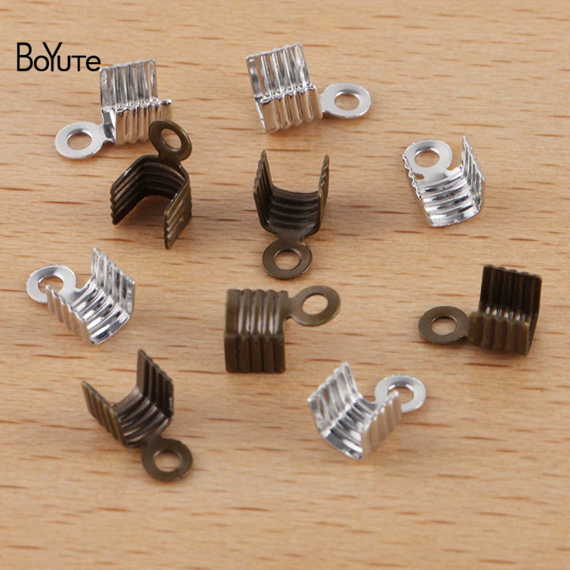 BoYuTe (200 Pieces/Lot) Fit 2.5MM 3MM Square Leather Rope Joint Clips Handmade Diy Metal Brass Jewelry Accessories Materials