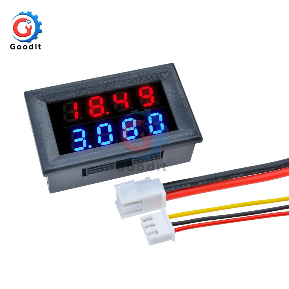 Digital DC Voltmeter Ammeter 4 Bit 5 Wires DC 100V 200V 10A Voltage Current Amp Panel Meter Power Supply LED Dual Display Meter