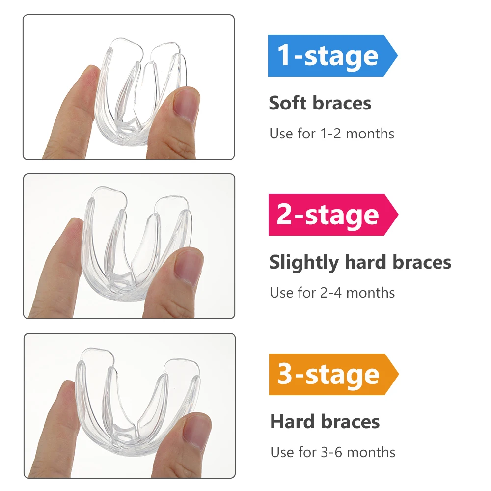 1 Set Teeth Retainer Bruxism Mouth Guard 3 Stages Dental Orthodontic Braces Teeth Straightener Stop Sleeping Anti-Snoring Device