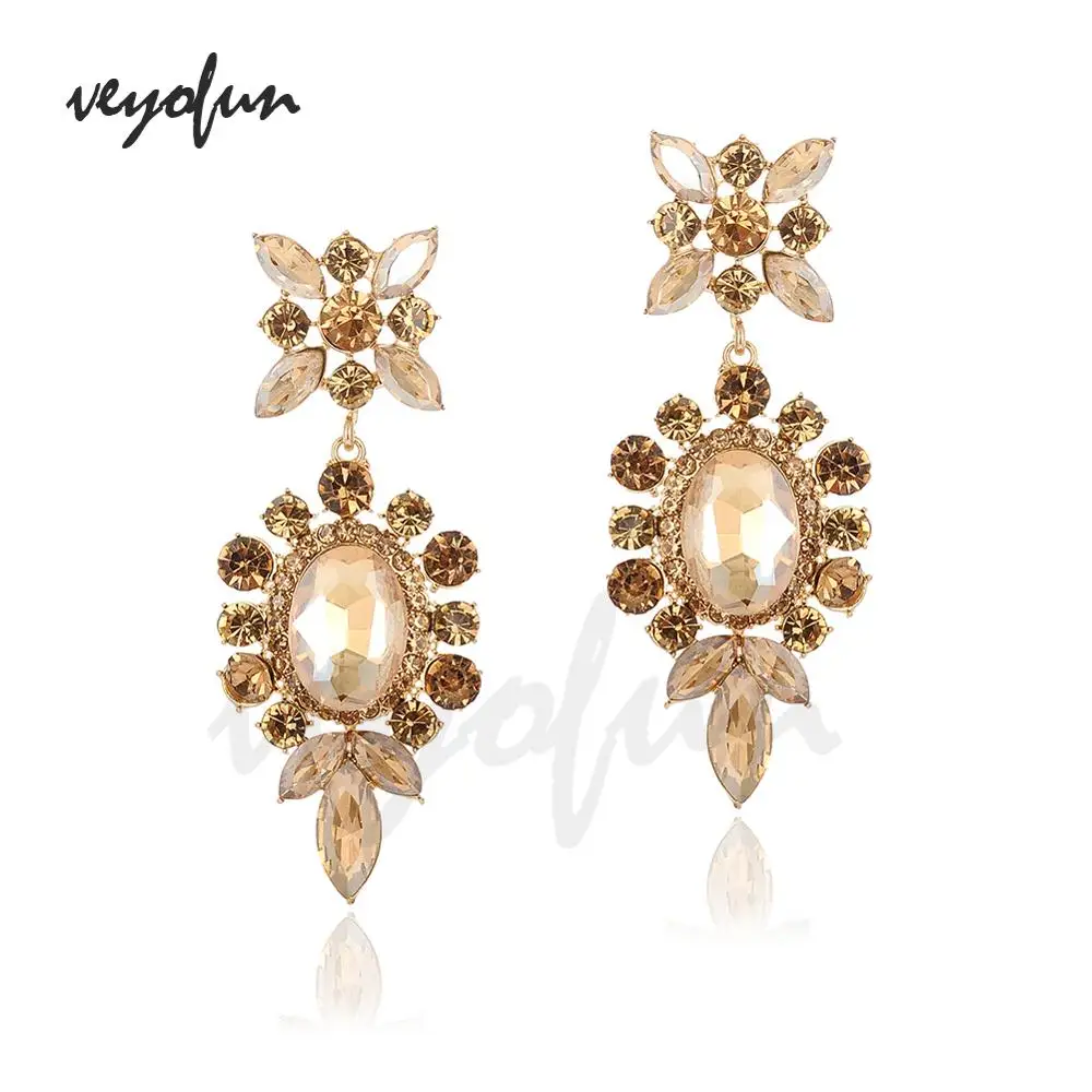 VEYOFUN Vintage Crystal Drop Earrings Luxury Party Dangle Earrings Lead free nickel free Fashion Jewelry for Women New