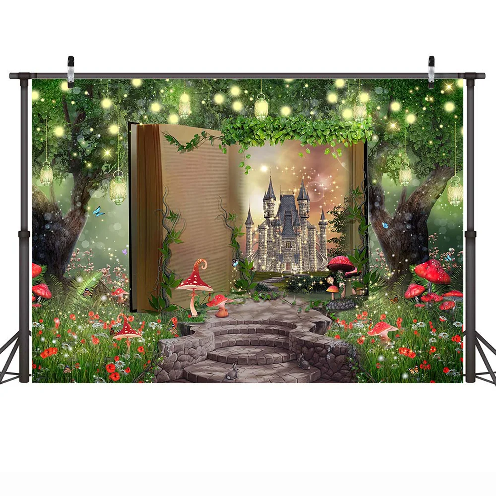 Fairy Tale Castle Photo Background Jungle Forest Princess Prince Birthday Portrait Backdrop Studio Spring Easter Photography