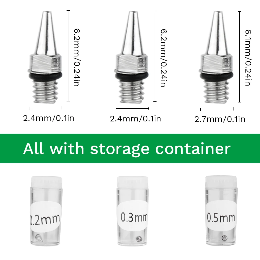 エアブラシとスプレーガンの針,交換部品,0.2mm, 0.3mm, 0.5mm