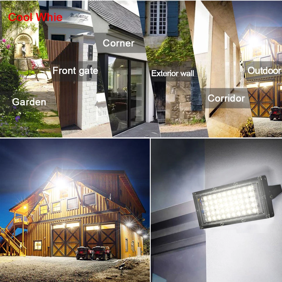 4/8PCS 50W Outdoor Floodlight AC220V With Warm/ White Light LED Spotlight IP65Waterproof LED Street Lamp Wall Landscape Lighting