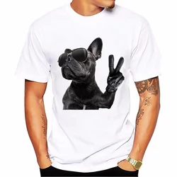 Glass French Bulldog Print Funny T Shirts Men Summer Top Male'S Cool Hip Hop T Shirt White Short Sleeve Casual Camisetas Hombre