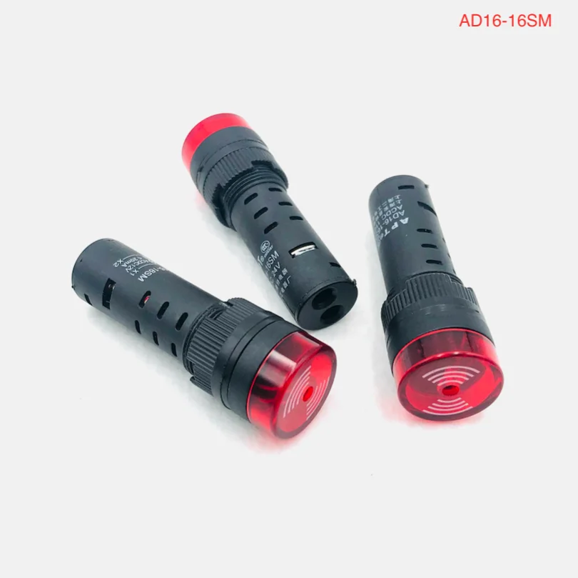 3 Pcs/Lot AD16-16SM 16mm AC/DC 12V , 24V , 110V , AC220V Siren Buzzer Red LED Active Beep Alarm Indicator Light Pilot Lamp