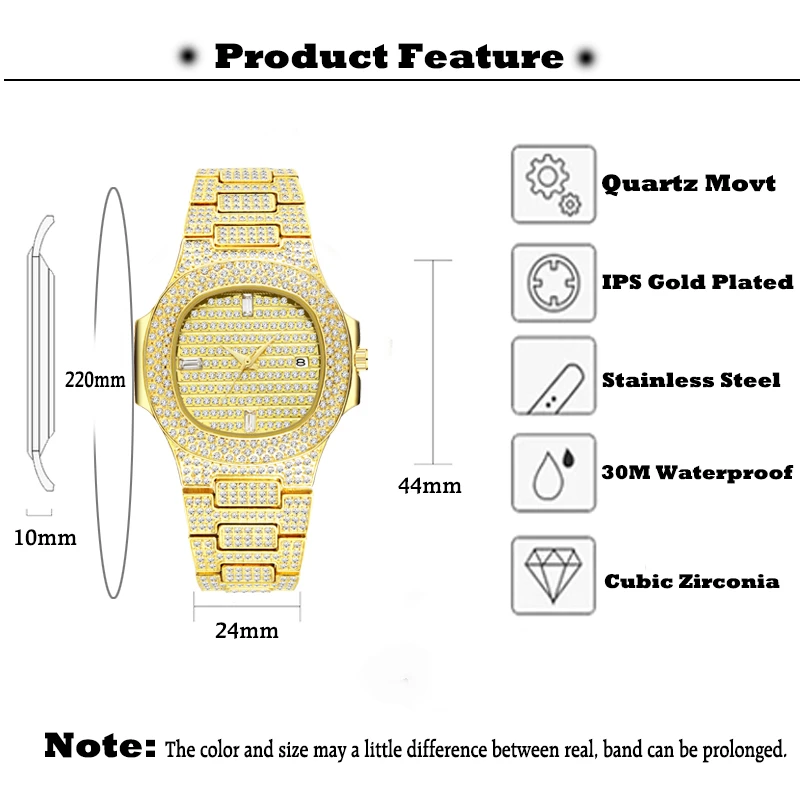 MISSFOX-Reloj de estilo clásico dorado para hombre, cronógrafo cuadrado Simple, ultrafino, elegante, con banda de diamantes, regalo de joyería, envío directo