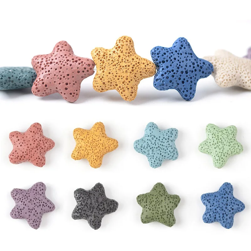 5pcs Natural Volcano Lava Stone Starfish Shape 20mm 23mm 40mm Loose Crafts Beads lot for Jewelry Making DIY Earring Findings