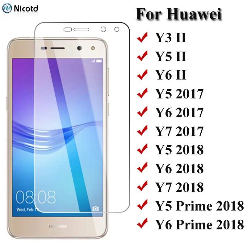 HD Tempered Glass for Huawei Y6 ii Y5 ii Y3 ii 9H Screen Protector Glass on Huawei Y6 Y5 Y7 2017 2018 2019 Y5 Prime Y6 Pro 2019