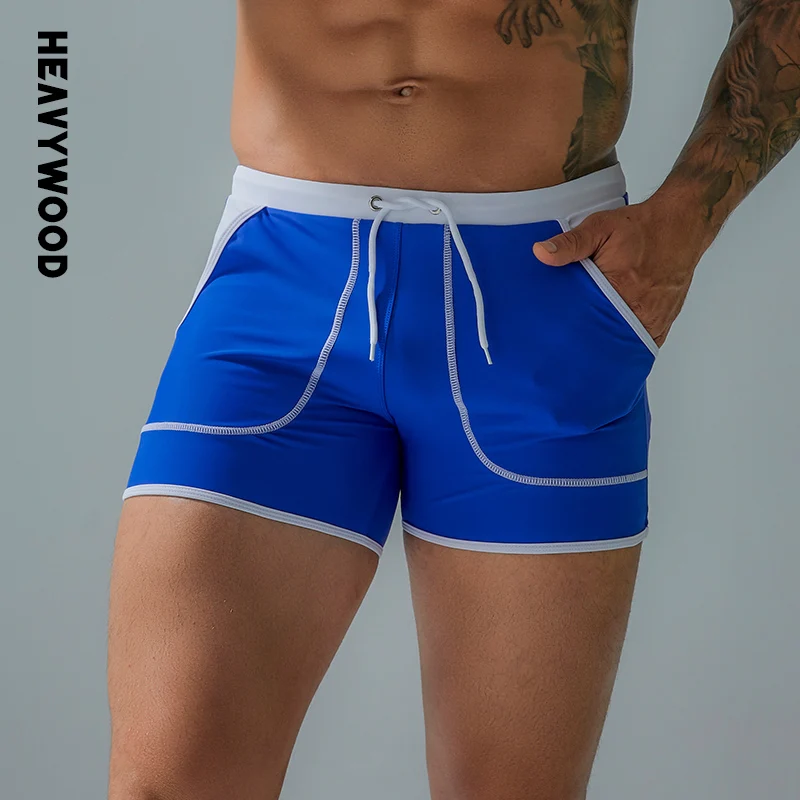 Heavenwood bañador Sexy para hombre, traje de baño de cintura elástica, Bóxer, pantalones cortos de secado rápido para playa