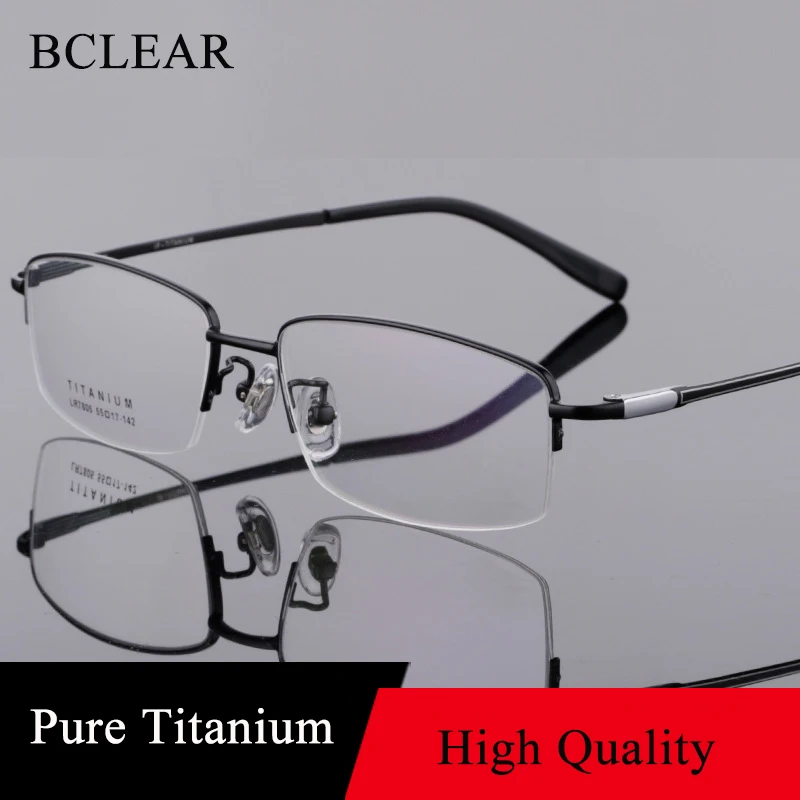 BCLEAR 2021 New Arrival Half Rim Pure Titanium Eyeglasses Frame Men Optical Glasses Prescription Eyewear Spectacles Fashion Hot