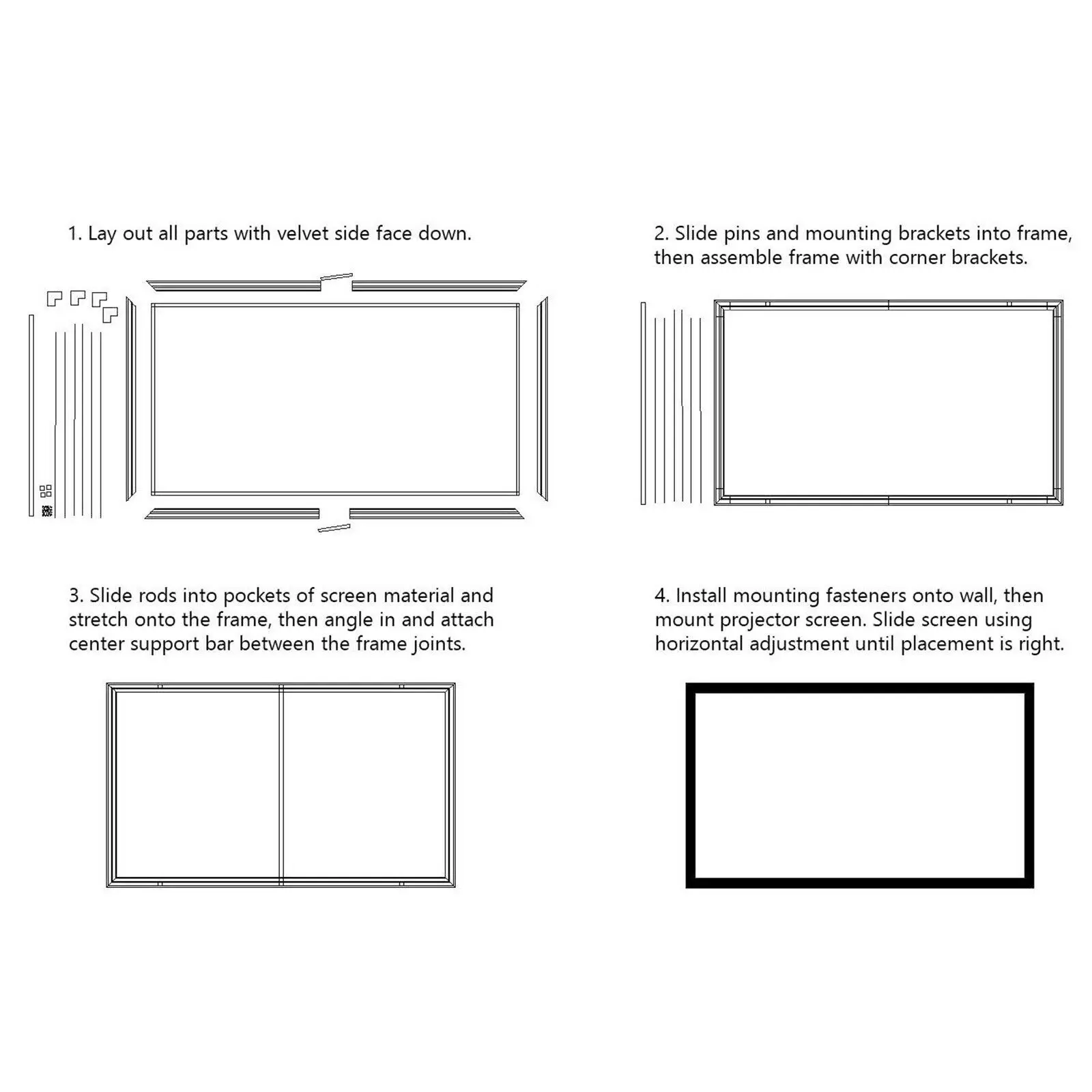 VEVOR-Écran de Projecteur en Aluminium, Cadre de macro 16:9, 4K HD, Home Cinéma, Cinéma, Écrans Muraux, 92, 100, 110, 120, 130, 135, 155